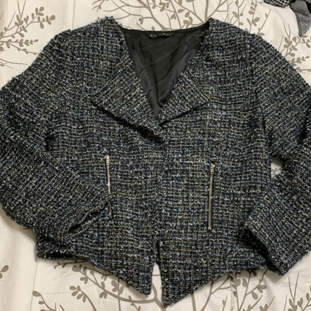 Elvi Wool Blend Multicolor Tweed Blazer